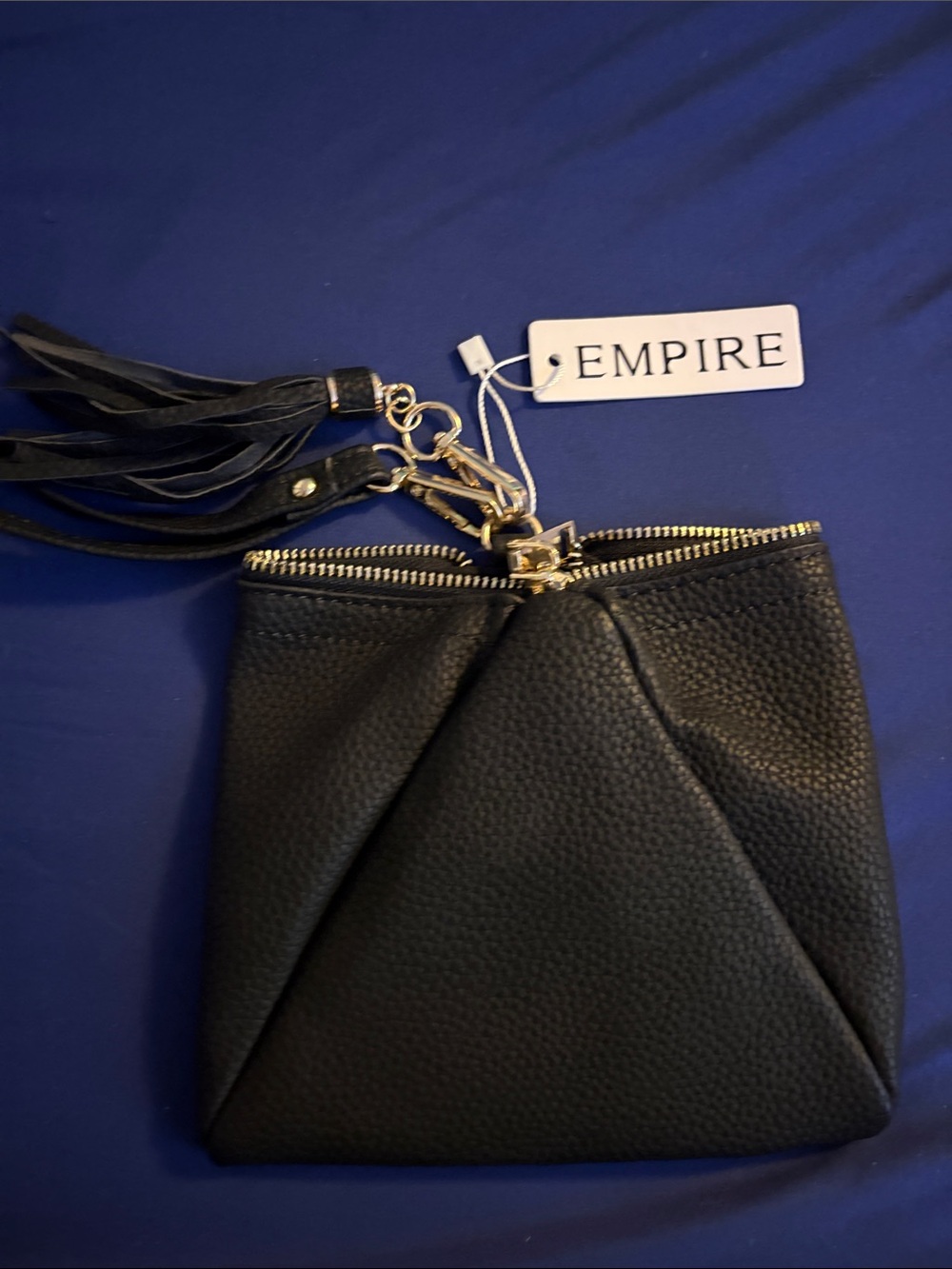 Black Leather Wristlet Pouch